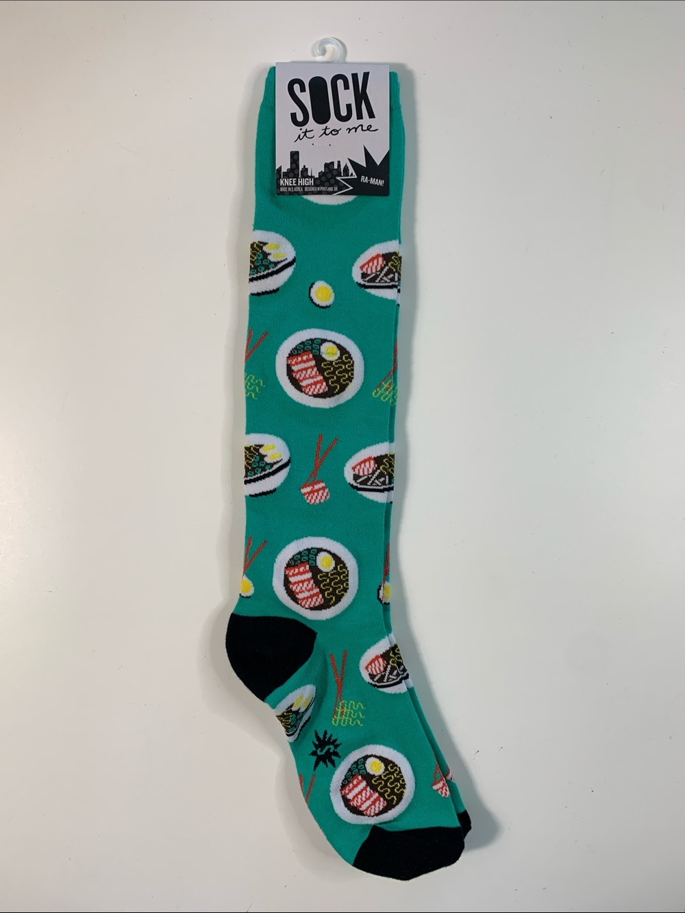 Sock It To Me - Men’s Teal Ramen Knee High Crew Socks